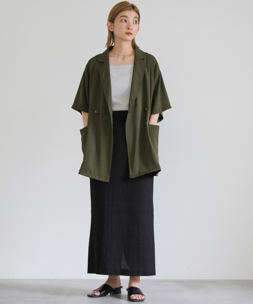 select MOCA（セレクトモカ）の「ハーフスリーブテーラードジャケット（テーラードジャケット・レディース・ブラック/カーキ/アイボリー・FREE）」の4枚目の写真