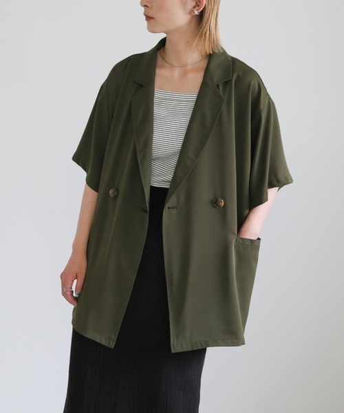 select MOCA（セレクトモカ）の「ハーフスリーブテーラードジャケット（テーラードジャケット・レディース・ブラック/カーキ/アイボリー・FREE）」の7枚目の写真