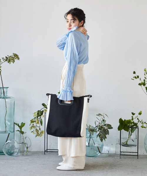 Libra Cue（リブラ キュー）の「２wayスクエアビックトート（トートバッグ・レディース・ブラック/ベージュ・FREE）」の4枚目の写真