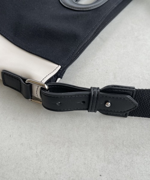 Libra Cue（リブラ キュー）の「２wayスクエアビックトート（トートバッグ・レディース・ブラック/ベージュ・FREE）」の12枚目の写真