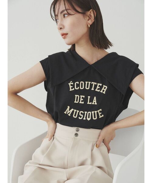 COTORICA(コトリカ)の「ビックカラープリントTシャツ(Tシャツ/カットソー・レディース・ブラック/ベージュ/オフホワイト・FREE)」の4枚目の写真