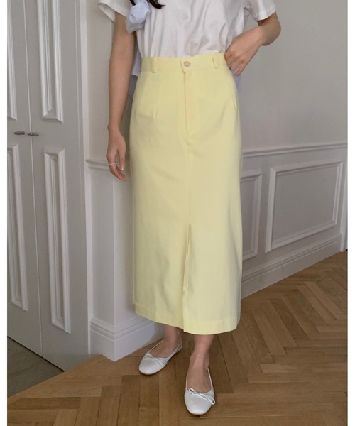 mood for a day（ムードフォーアデイ）の「forest cotton skirt /バックスリットコットンロングスカート（スカート・レディース・イエロー/アイボリー・SMALL/MEDIUM）」の2枚目の写真