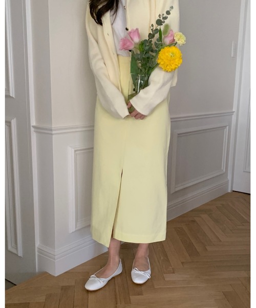 mood for a day（ムードフォーアデイ）の「forest cotton skirt /バックスリットコットンロングスカート（スカート・レディース・イエロー/アイボリー・SMALL/MEDIUM）」の6枚目の写真