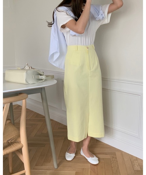 mood for a day（ムードフォーアデイ）の「forest cotton skirt /バックスリットコットンロングスカート（スカート・レディース・イエロー/アイボリー・SMALL/MEDIUM）」の8枚目の写真