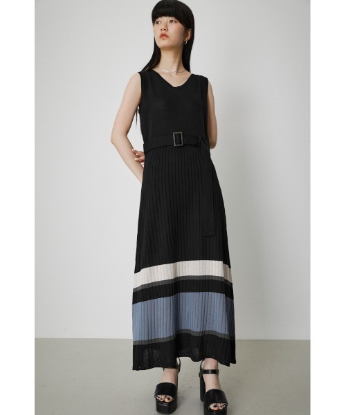 AZUL by moussy(アズールバイマウジー)の「HEM DESIGN RIB ONEPIECE/ヘムデザインリブワンピース(ワンピース・レディース・ブルー系その他/ベージュ系その他/ブラック系その他・MEDIUM/SMALL)」の2枚目の写真