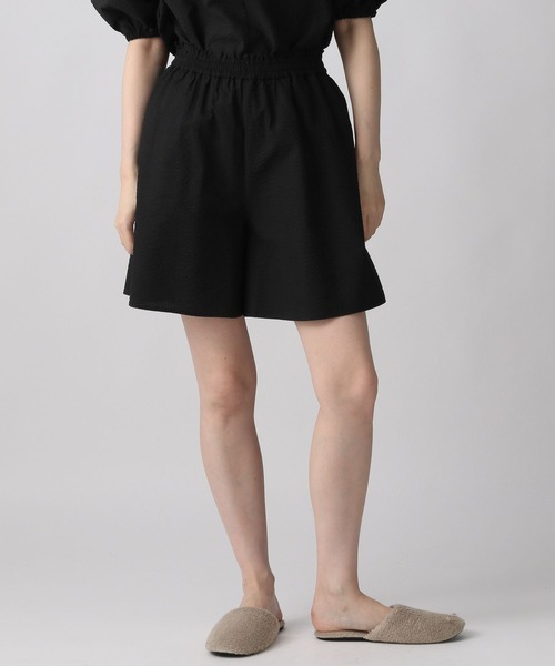 A part by（アパートバイ）の「【e/rm】セットアップ着用可能_サッカーショートパンツ　298485（ルームウェア/パジャマ・レディース・ブラック/オフホワイト/ライトグリーン・FREE）」の3枚目の写真