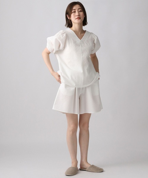 A part by（アパートバイ）の「【e/rm】セットアップ着用可能_サッカーショートパンツ　298485（ルームウェア/パジャマ・レディース・ブラック/オフホワイト/ライトグリーン・FREE）」の8枚目の写真