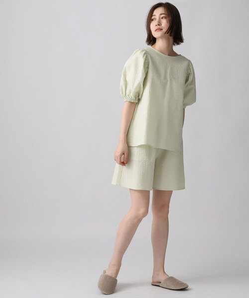 A part by（アパートバイ）の「【e/rm】セットアップ着用可能_サッカーショートパンツ　298485（ルームウェア/パジャマ・レディース・ブラック/オフホワイト/ライトグリーン・FREE）」の16枚目の写真