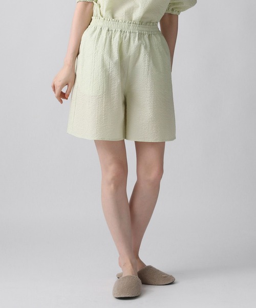 A part by（アパートバイ）の「【e/rm】セットアップ着用可能_サッカーショートパンツ　298485（ルームウェア/パジャマ・レディース・ブラック/オフホワイト/ライトグリーン・FREE）」の9枚目の写真