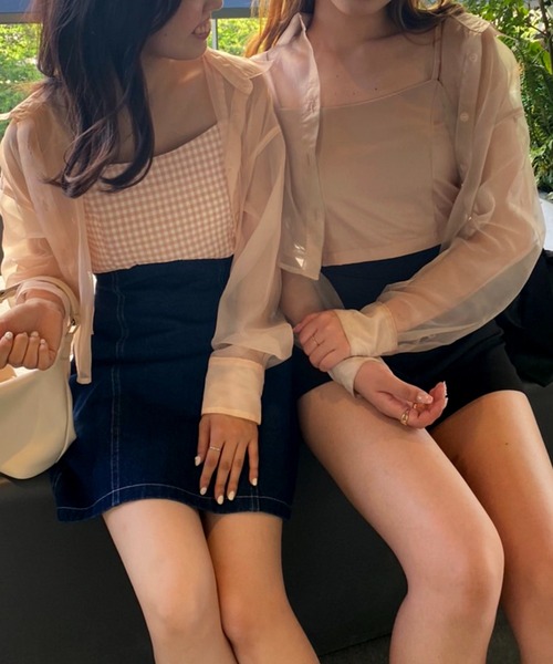 one after another NICE CLAUP（ワンアフターアナザーナイスクラップ）の「シアーシャツビスチェセット（シャツ/ブラウス・レディース・ベージュ/グリーン系その他/ピンク系その他・FREE）」の7枚目の写真