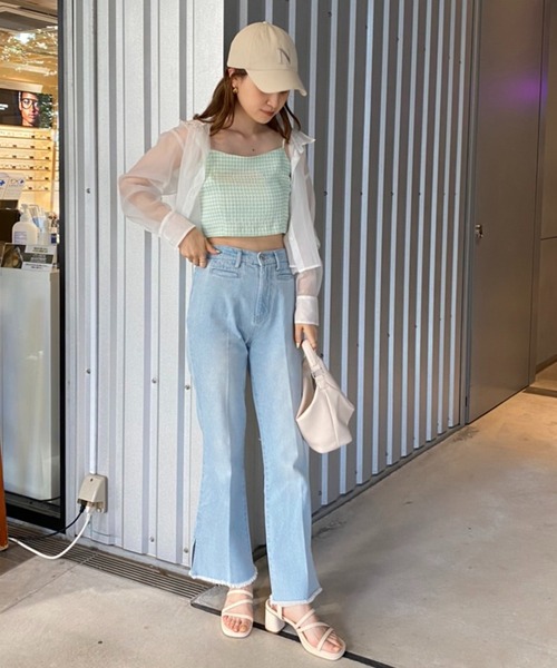 one after another NICE CLAUP（ワンアフターアナザーナイスクラップ）の「シアーシャツビスチェセット（シャツ/ブラウス・レディース・ベージュ/グリーン系その他/ピンク系その他・FREE）」の5枚目の写真