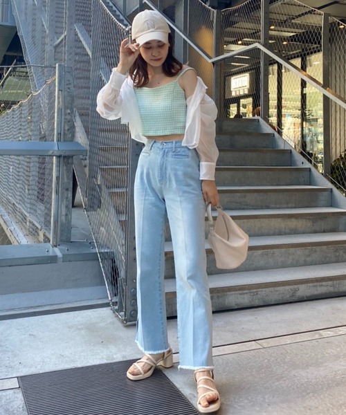 one after another NICE CLAUP（ワンアフターアナザーナイスクラップ）の「シアーシャツビスチェセット（シャツ/ブラウス・レディース・ベージュ/グリーン系その他/ピンク系その他・FREE）」の8枚目の写真