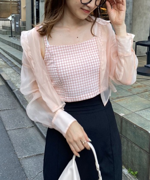 one after another NICE CLAUP（ワンアフターアナザーナイスクラップ）の「シアーシャツビスチェセット（シャツ/ブラウス・レディース・ベージュ/グリーン系その他/ピンク系その他・FREE）」の15枚目の写真