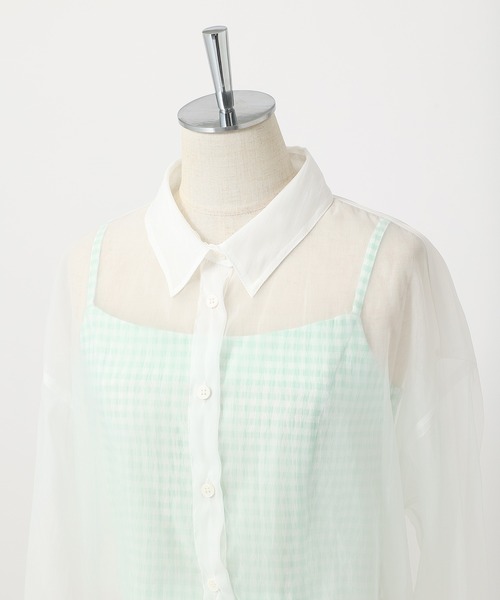 one after another NICE CLAUP（ワンアフターアナザーナイスクラップ）の「シアーシャツビスチェセット（シャツ/ブラウス・レディース・ベージュ/グリーン系その他/ピンク系その他・FREE）」の6枚目の写真