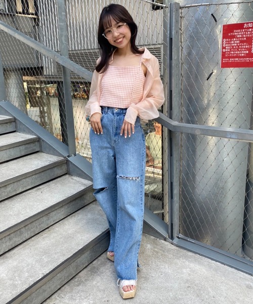 one after another NICE CLAUP（ワンアフターアナザーナイスクラップ）の「シアーシャツビスチェセット（シャツ/ブラウス・レディース・ベージュ/グリーン系その他/ピンク系その他・FREE）」の12枚目の写真