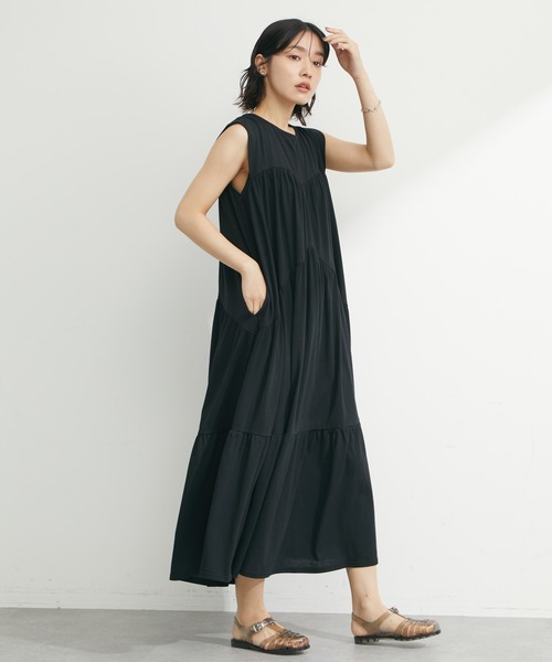 Sugar spoon（シュガースプーン）の「・SUGAR SPOON ティアードロングワンピース（ワンピース・レディース・ブラック/ブルー/グリーン・FREE）」の2枚目の写真