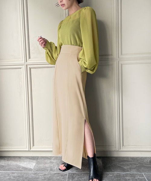 JUNOAH（ジュノア）の「サイドスリットタイトスカート（スカート・レディース・ブラック/アイボリー/ブラウン/ダークグリーン/モカ・MEDIUM/LARGE/X-LARGE/SMALL）」の9枚目の写真