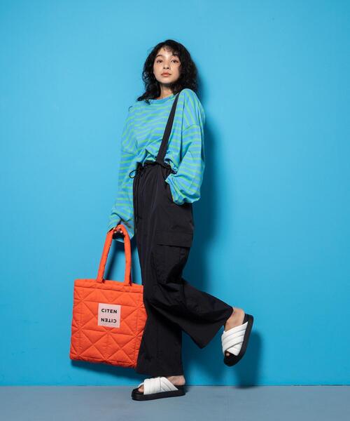 CITEN（シテン）の「＜CITEN＞バイカラー ボーダー ビッグ Tシャツ（Tシャツ/カットソー・レディース・ブラック/パープル/ピンク/コバルトブルー・FREE）」の8枚目の写真