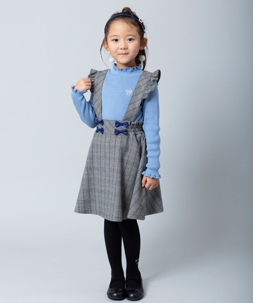 KP（ケーピー）の「JQチェック肩紐付きスカート(110～130cm)（スカート・キッズ・ピンク/ブルー・110cm/120cm/130cm）」の7枚目の写真