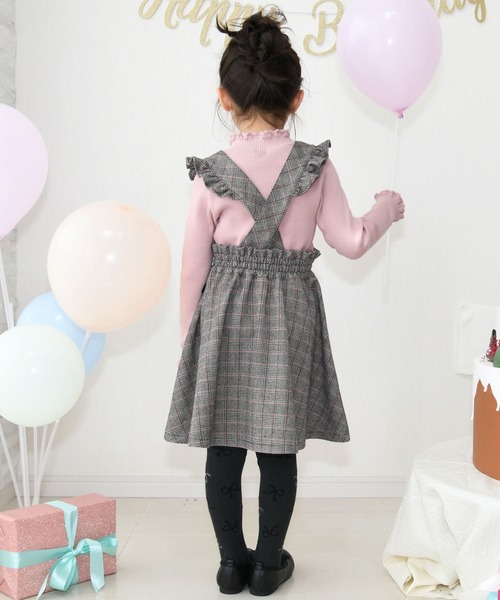 KP（ケーピー）の「JQチェック肩紐付きスカート(110～130cm)（スカート・キッズ・ピンク/ブルー・110cm/120cm/130cm）」の5枚目の写真