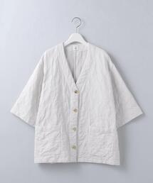 6 | ＜6(ROKU)＞COTTON JACQUARD  V NECK 5SLEEVE SHIRT/シャツ(シャツ/ブラウス)