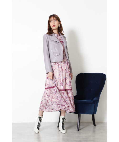 JILL STUART（ジルスチュアート）の「◆ グレンライダースジャケットブルゾン（ライダースジャケット・レディース・ブラック/パープル・SMALL/MEDIUM）」の13枚目の写真