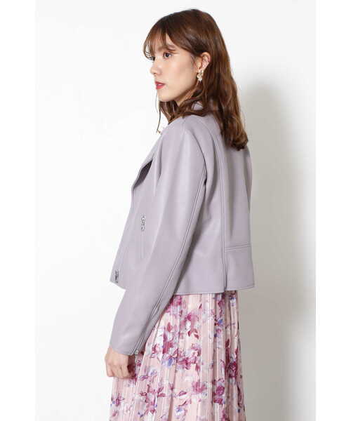 JILL STUART（ジルスチュアート）の「◆ グレンライダースジャケットブルゾン（ライダースジャケット・レディース・ブラック/パープル・SMALL/MEDIUM）」の15枚目の写真