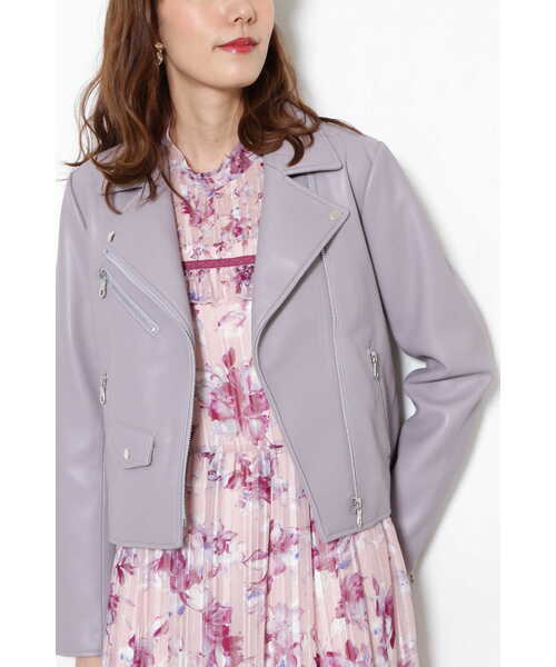 JILL STUART（ジルスチュアート）の「◆ グレンライダースジャケットブルゾン（ライダースジャケット・レディース・ブラック/パープル・SMALL/MEDIUM）」の17枚目の写真