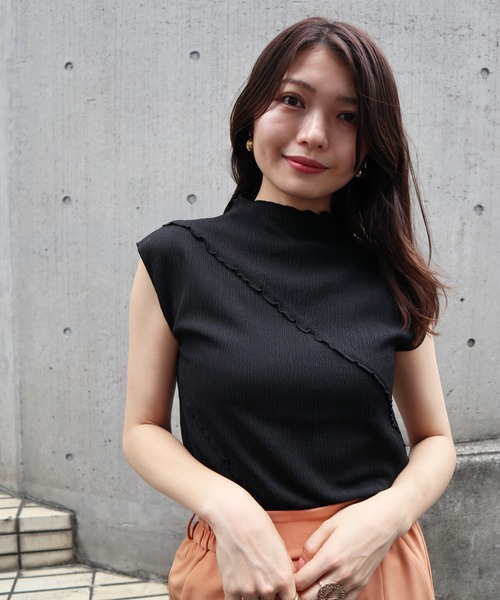 Brownie（ブラウニー）の「Brownie フリルメロー切替ボトルネックノースリーブ（Tシャツ/カットソー・レディース・グリーン/アイボリー/オレンジ/ブラック・FREE）」の20枚目の写真