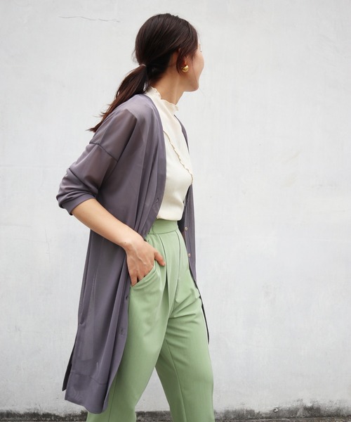 Brownie（ブラウニー）の「Brownie フリルメロー切替ボトルネックノースリーブ（Tシャツ/カットソー・レディース・グリーン/アイボリー/オレンジ/ブラック・FREE）」の11枚目の写真