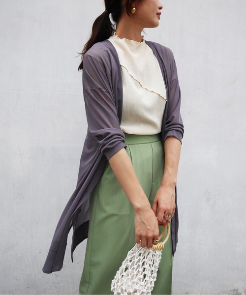 Brownie（ブラウニー）の「Brownie フリルメロー切替ボトルネックノースリーブ（Tシャツ/カットソー・レディース・グリーン/アイボリー/オレンジ/ブラック・FREE）」の8枚目の写真