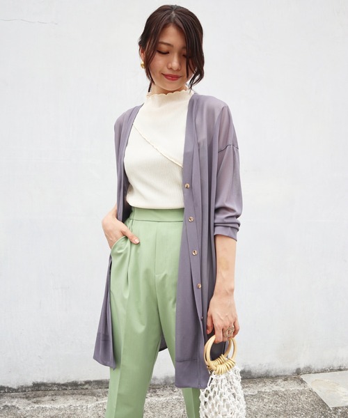 Brownie（ブラウニー）の「Brownie フリルメロー切替ボトルネックノースリーブ（Tシャツ/カットソー・レディース・グリーン/アイボリー/オレンジ/ブラック・FREE）」の9枚目の写真