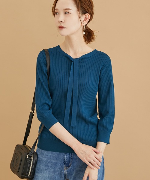 ROPE' PICNIC（ロペピクニック）の「2WAY/ボウタイニットプルオーバー（ニット/セーター・レディース・ブラック/ブルー/オフホワイト/ベージュ・38）」の4枚目の写真