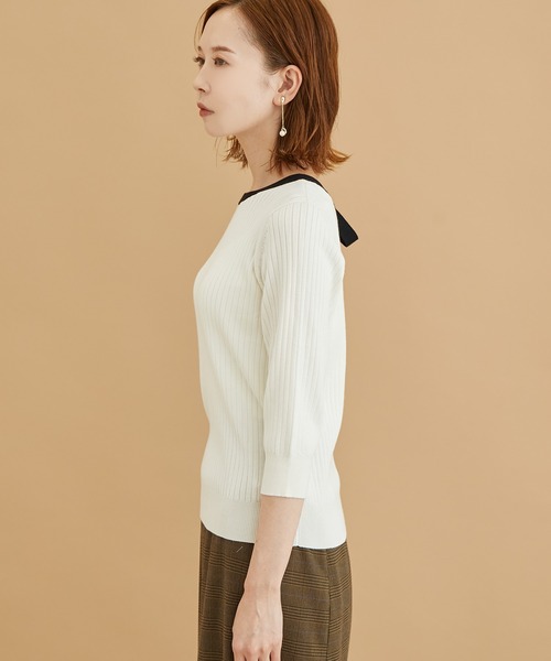 ROPE' PICNIC（ロペピクニック）の「2WAY/ボウタイニットプルオーバー（ニット/セーター・レディース・ブラック/ブルー/オフホワイト/ベージュ・38）」の9枚目の写真