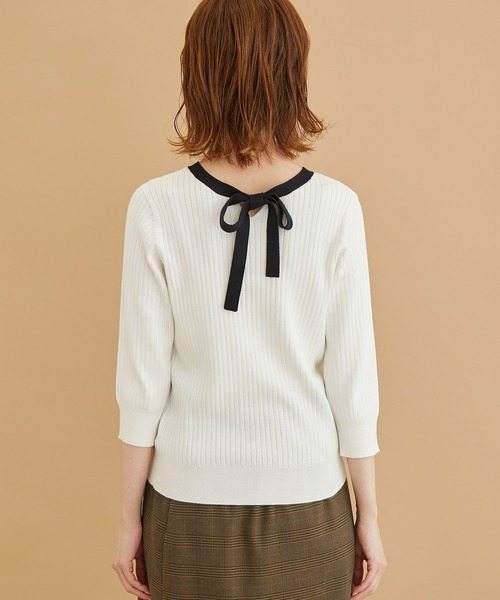 ROPE' PICNIC（ロペピクニック）の「2WAY/ボウタイニットプルオーバー（ニット/セーター・レディース・ブラック/ブルー/オフホワイト/ベージュ・38）」の10枚目の写真