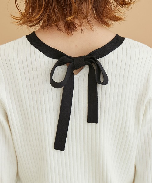 ROPE' PICNIC（ロペピクニック）の「2WAY/ボウタイニットプルオーバー（ニット/セーター・レディース・ブラック/ブルー/オフホワイト/ベージュ・38）」の12枚目の写真