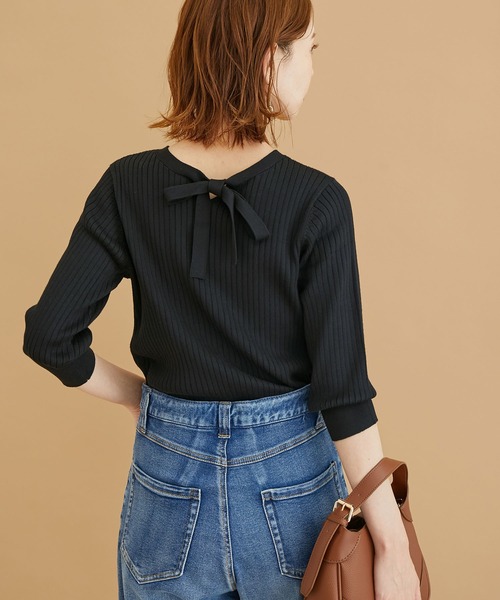 ROPE' PICNIC（ロペピクニック）の「2WAY/ボウタイニットプルオーバー（ニット/セーター・レディース・ブラック/ブルー/オフホワイト/ベージュ・38）」の21枚目の写真