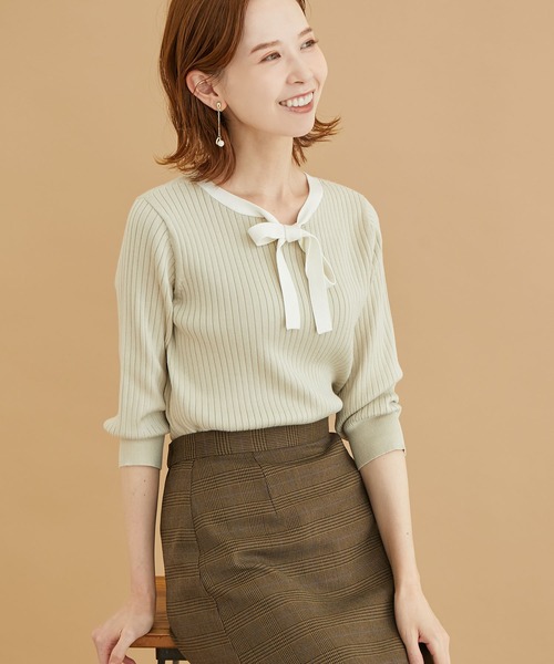 ROPE' PICNIC（ロペピクニック）の「2WAY/ボウタイニットプルオーバー（ニット/セーター・レディース・ブラック/ブルー/オフホワイト/ベージュ・38）」の5枚目の写真