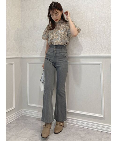 dazzlin（ダズリン）の「【kicuriコラボ】ボタンフレアロングデニム