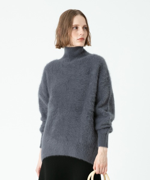 allureville(アルアバイル)の「WOOLカシミヤ片畦チュニック(ニット/セーター・レディース・イエロー/グレー系その他/アイボリー・2)」の2枚目の写真