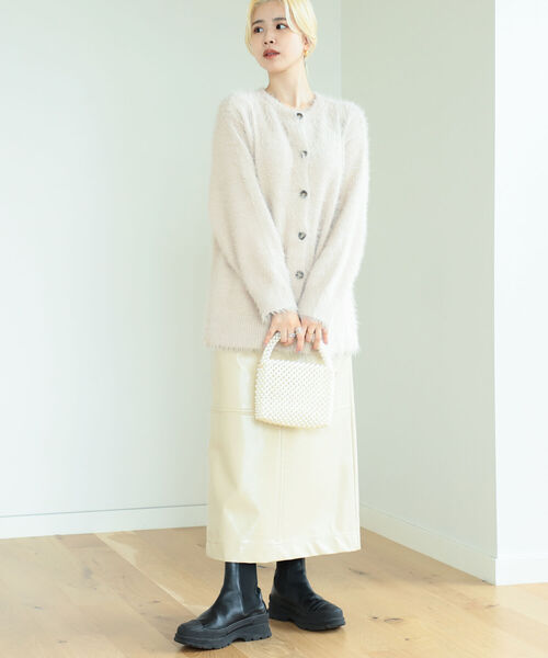 BeAMS DOT（ビームスドット）の「【WEB限定】BeAMS DOT / シャギーニット カーディガン（カーディガン/ボレロ・レディース・グリーン/アイボリー/モカ・FREE）」の20枚目の写真