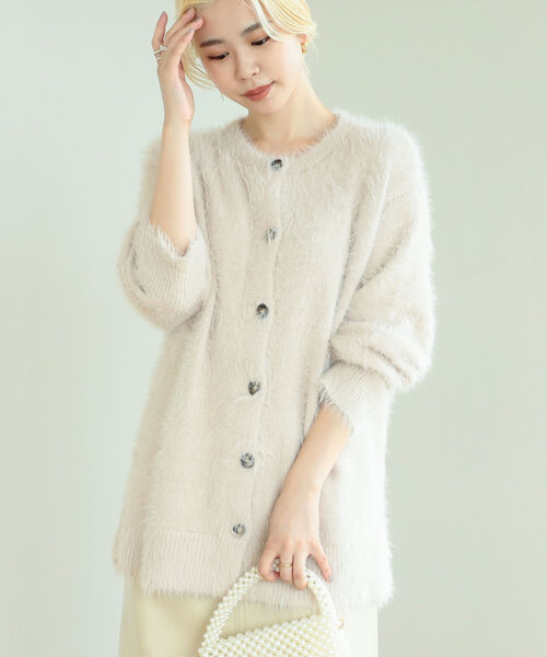 BeAMS DOT（ビームスドット）の「【WEB限定】BeAMS DOT / シャギーニット カーディガン（カーディガン/ボレロ・レディース・グリーン/アイボリー/モカ・FREE）」の22枚目の写真