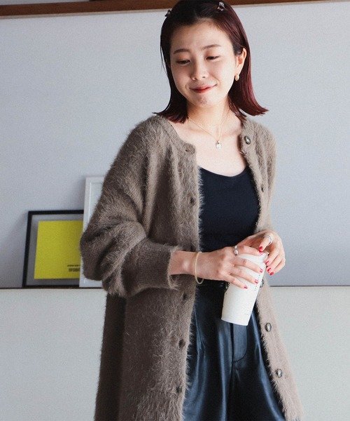 BeAMS DOT（ビームスドット）の「【WEB限定】BeAMS DOT / シャギーニット カーディガン（カーディガン/ボレロ・レディース・グリーン/アイボリー/モカ・FREE）」の2枚目の写真