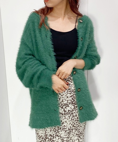 BeAMS DOT（ビームスドット）の「【WEB限定】BeAMS DOT / シャギーニット カーディガン（カーディガン/ボレロ・レディース・グリーン/アイボリー/モカ・FREE）」の6枚目の写真