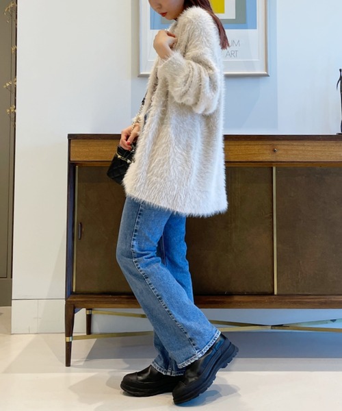 BeAMS DOT（ビームスドット）の「【WEB限定】BeAMS DOT / シャギーニット カーディガン（カーディガン/ボレロ・レディース・グリーン/アイボリー/モカ・FREE）」の10枚目の写真