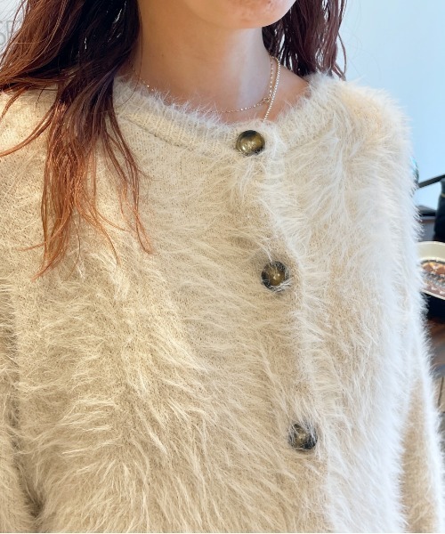 BeAMS DOT（ビームスドット）の「【WEB限定】BeAMS DOT / シャギーニット カーディガン（カーディガン/ボレロ・レディース・グリーン/アイボリー/モカ・FREE）」の5枚目の写真