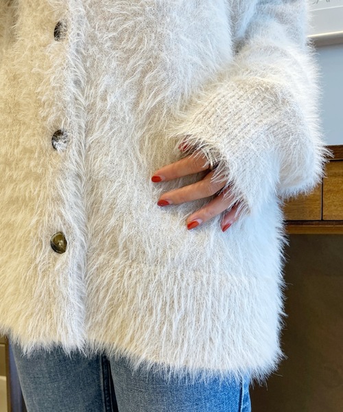 BeAMS DOT（ビームスドット）の「【WEB限定】BeAMS DOT / シャギーニット カーディガン（カーディガン/ボレロ・レディース・グリーン/アイボリー/モカ・FREE）」の13枚目の写真