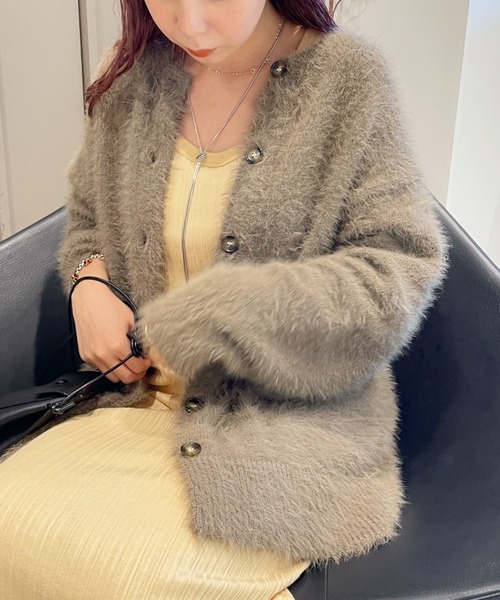 BeAMS DOT（ビームスドット）の「【WEB限定】BeAMS DOT / シャギーニット カーディガン（カーディガン/ボレロ・レディース・グリーン/アイボリー/モカ・FREE）」の4枚目の写真