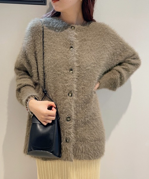 BeAMS DOT（ビームスドット）の「【WEB限定】BeAMS DOT / シャギーニット カーディガン（カーディガン/ボレロ・レディース・グリーン/アイボリー/モカ・FREE）」の18枚目の写真