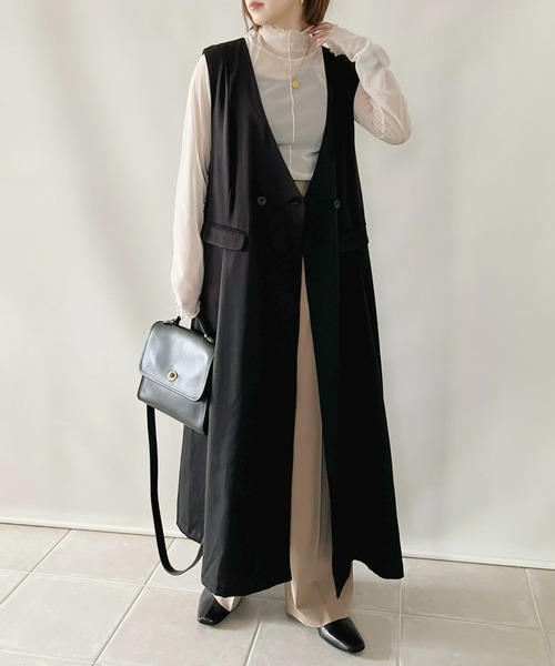 ECRIRE(エクリール)の「【陽コラボ】ダブルボタンジレジャンスカ(ジャンパースカート・レディース・ブラック/モカ・M/L)」の2枚目の写真